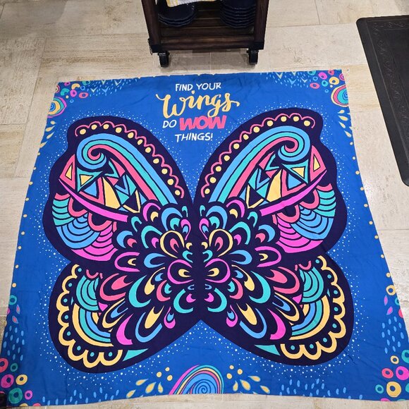 Girl Scouts Find Your Wings Butterfly Large Wall Tapestry Bright Colorful 59"x59 - Picture 1 of 7